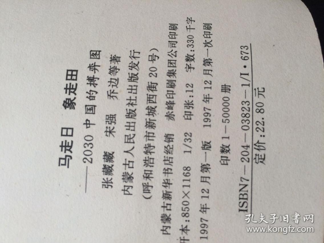 马走日 象走田--2030中国的搏弈图【张藏藏 宋强 乔边 等著 1997年版