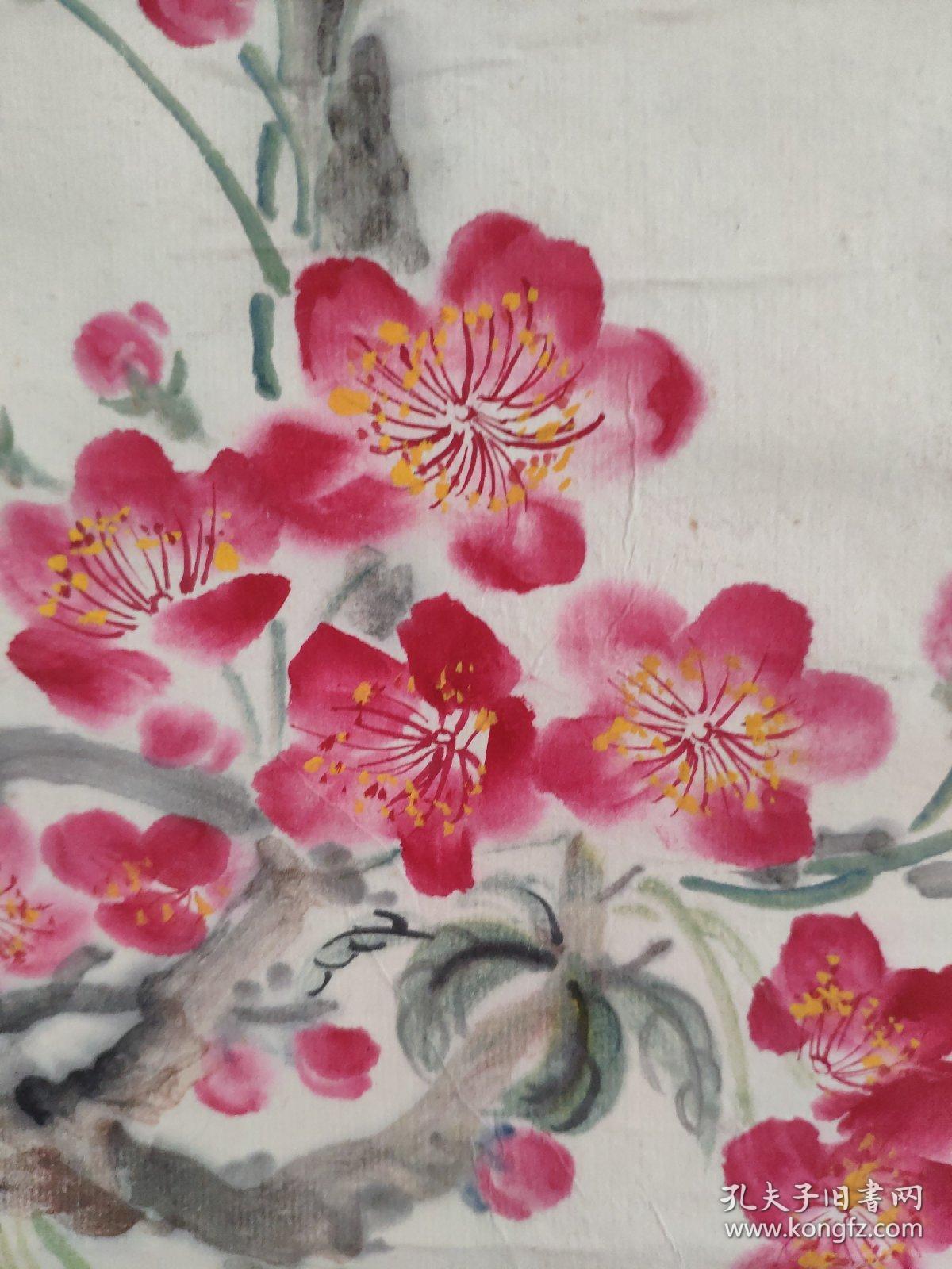 精美花卉国画,樱花,无款画一副,水平很高,大概六七十年代,满黄斑详见