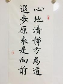 手写书法作品 心地清净方为道 退步原来是向前 34 68cm