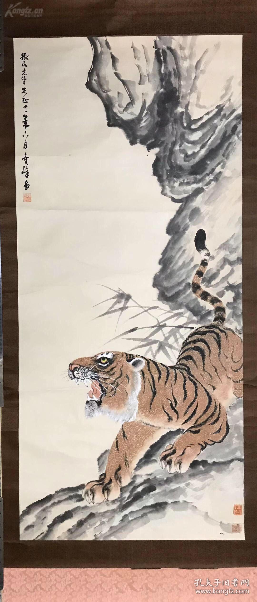 前辈藏品,民国原装原裱,包老包手绘.高奇峰*虎!