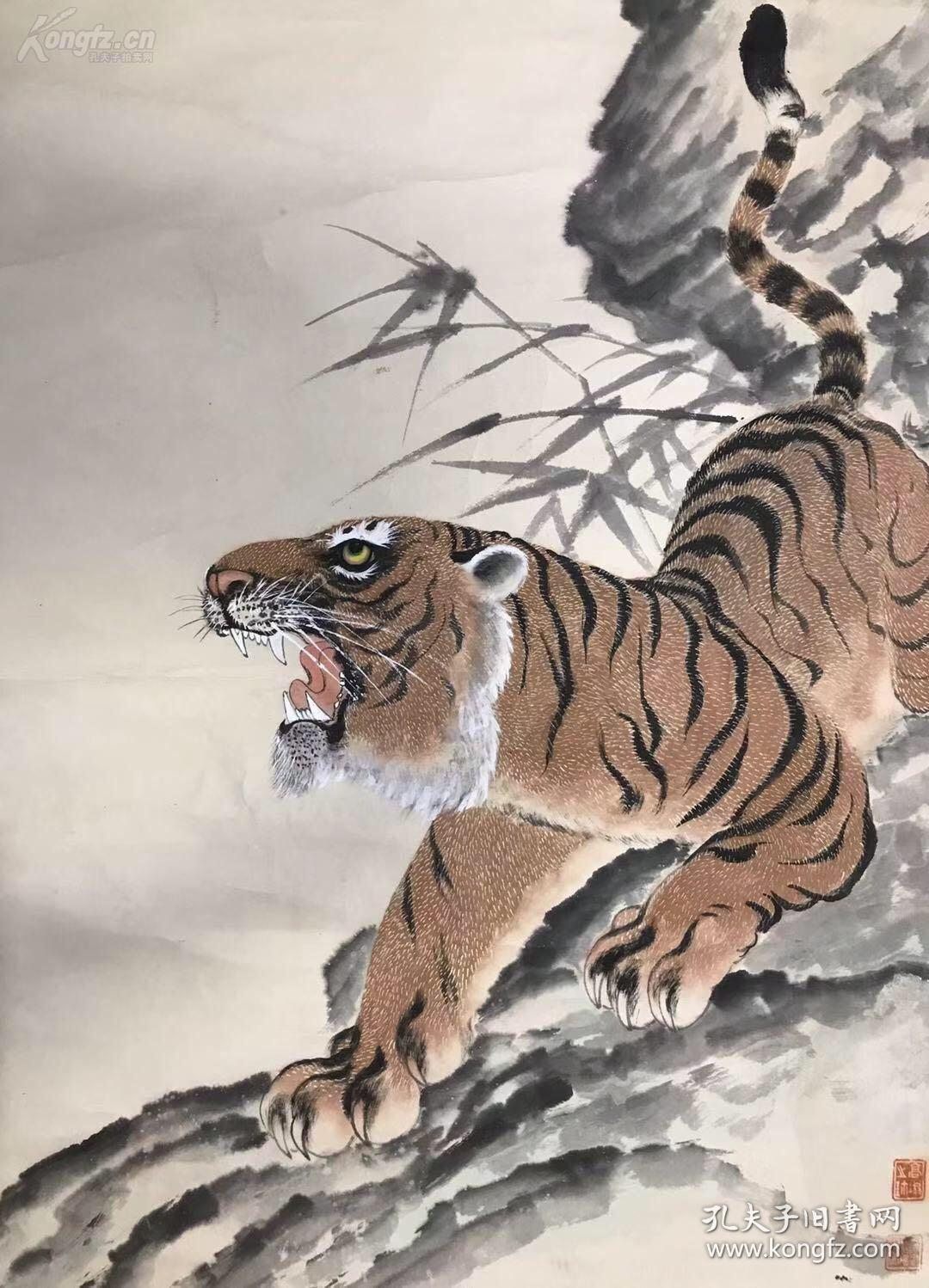 前辈藏品,民国原装原裱,包老包手绘.高奇峰*虎!