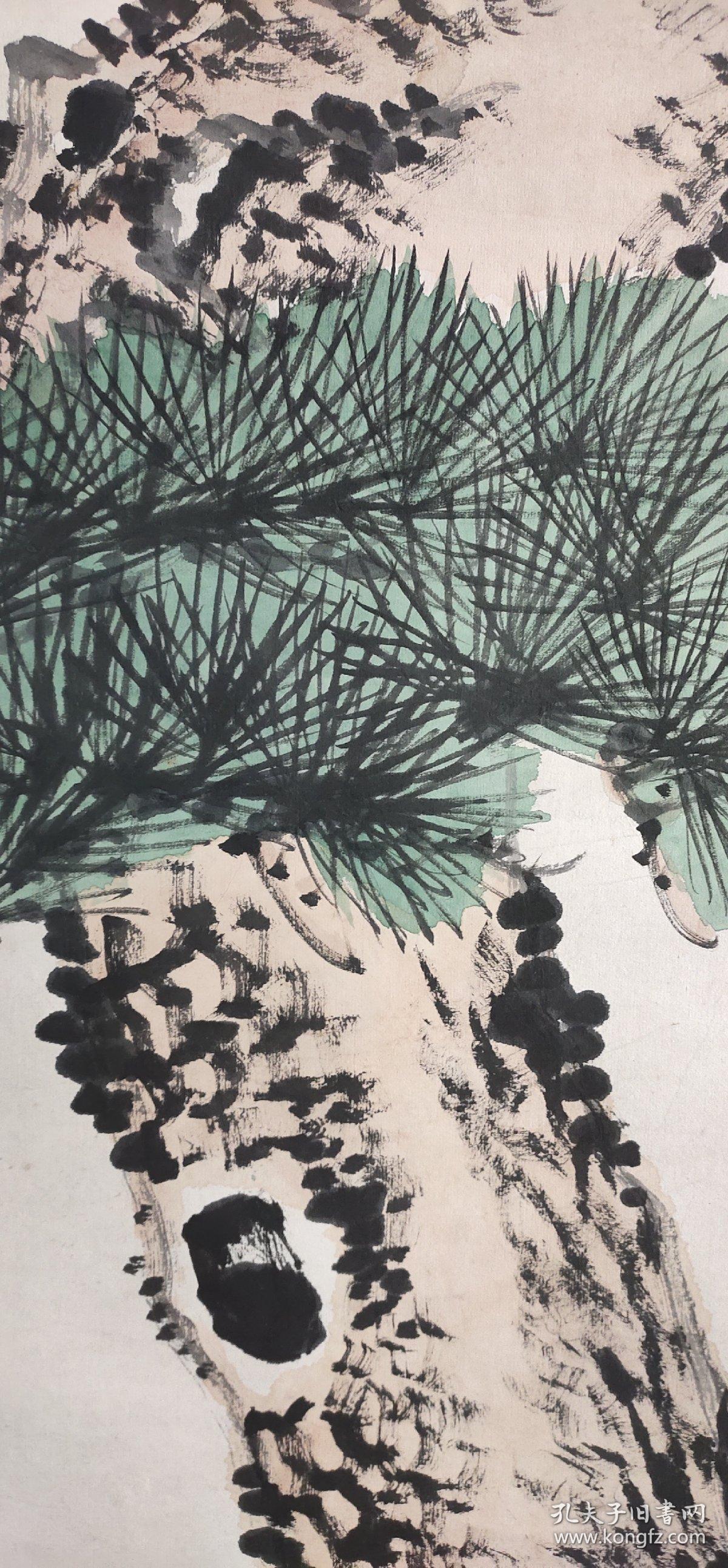 d103:回流手绘老松图(日本回流书画.回流老画.老字画)