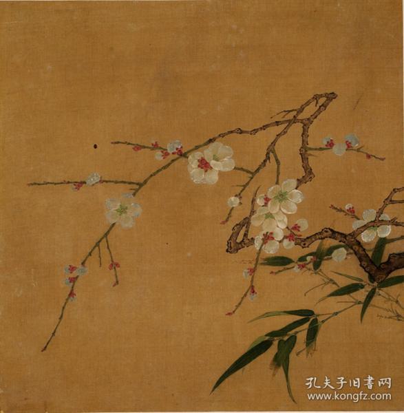 宋 花鸟小品 马麟 梅竹图页 27x27cm 绢本 1:1名画复制