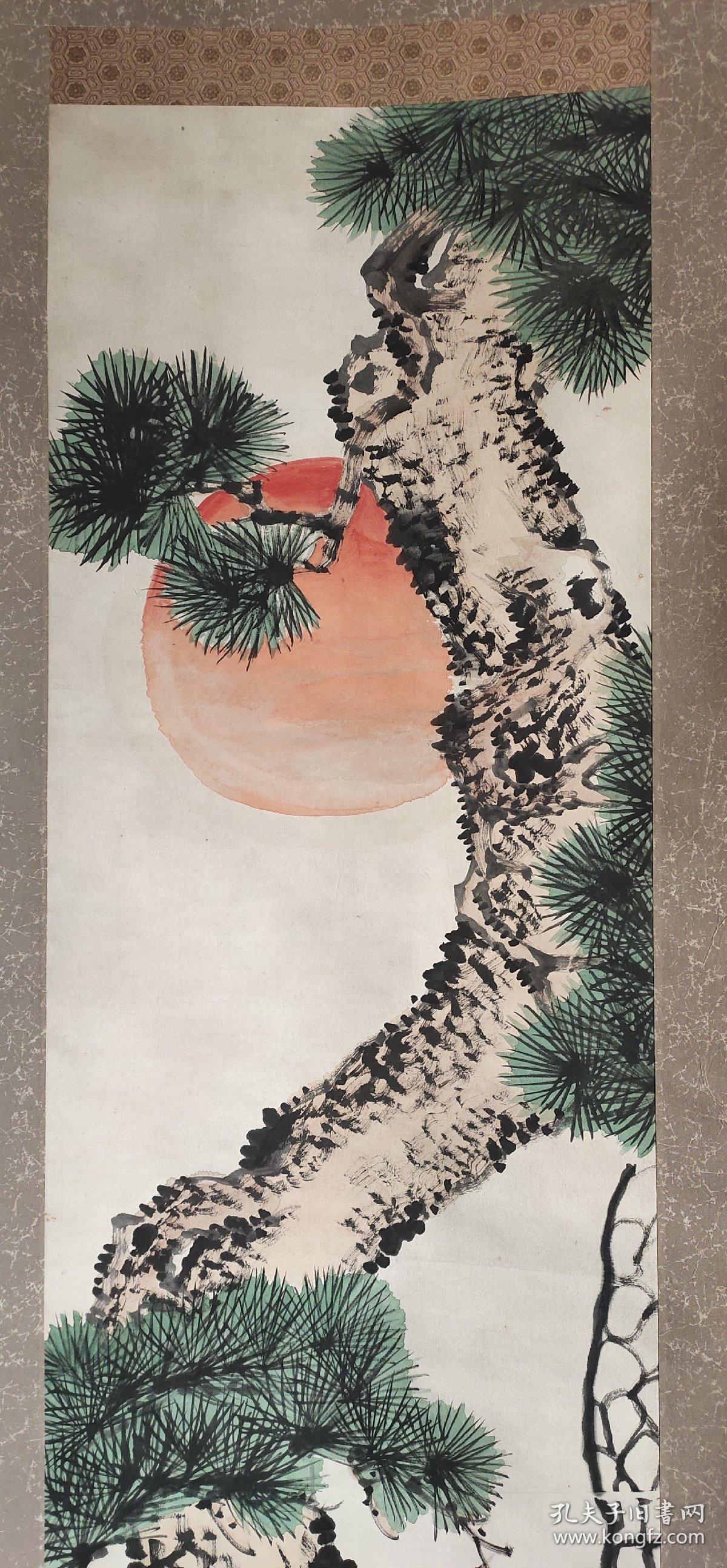 d103:回流手绘老松图(日本回流书画.回流老画.老字画)