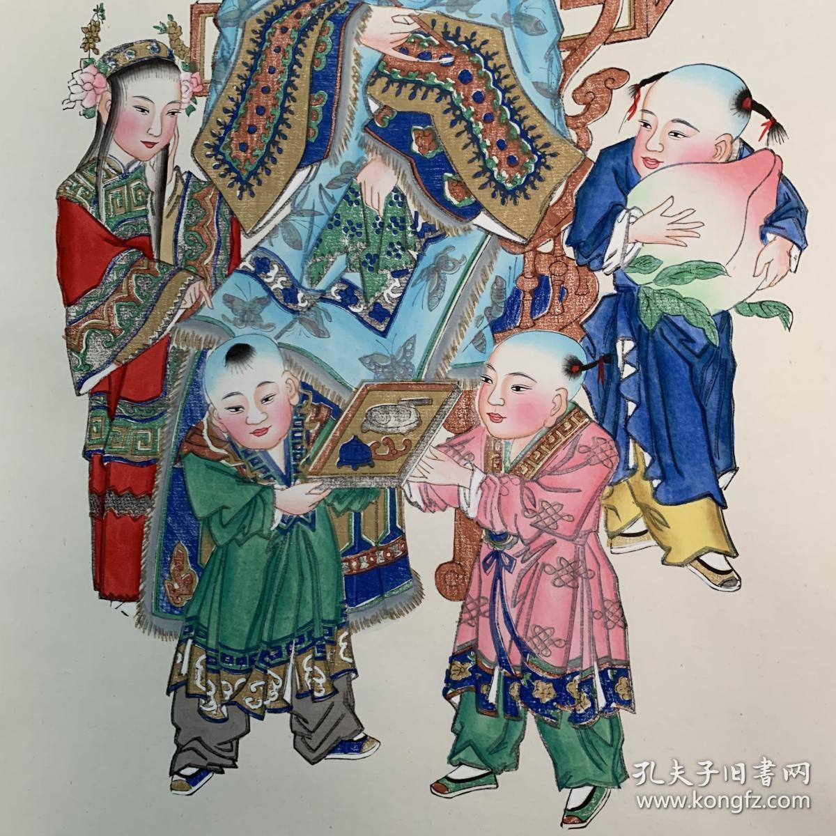 杨柳青八九十年代老年画 《大富贵 亦寿考》一对儿