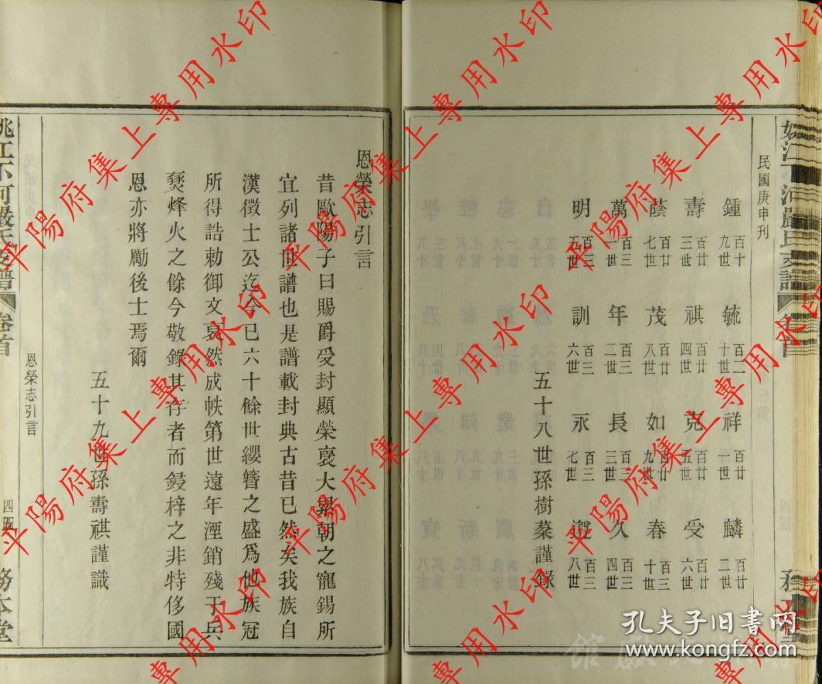 浙江余姚姚江下河严氏支谱族谱家谱家乘宗谱复印本