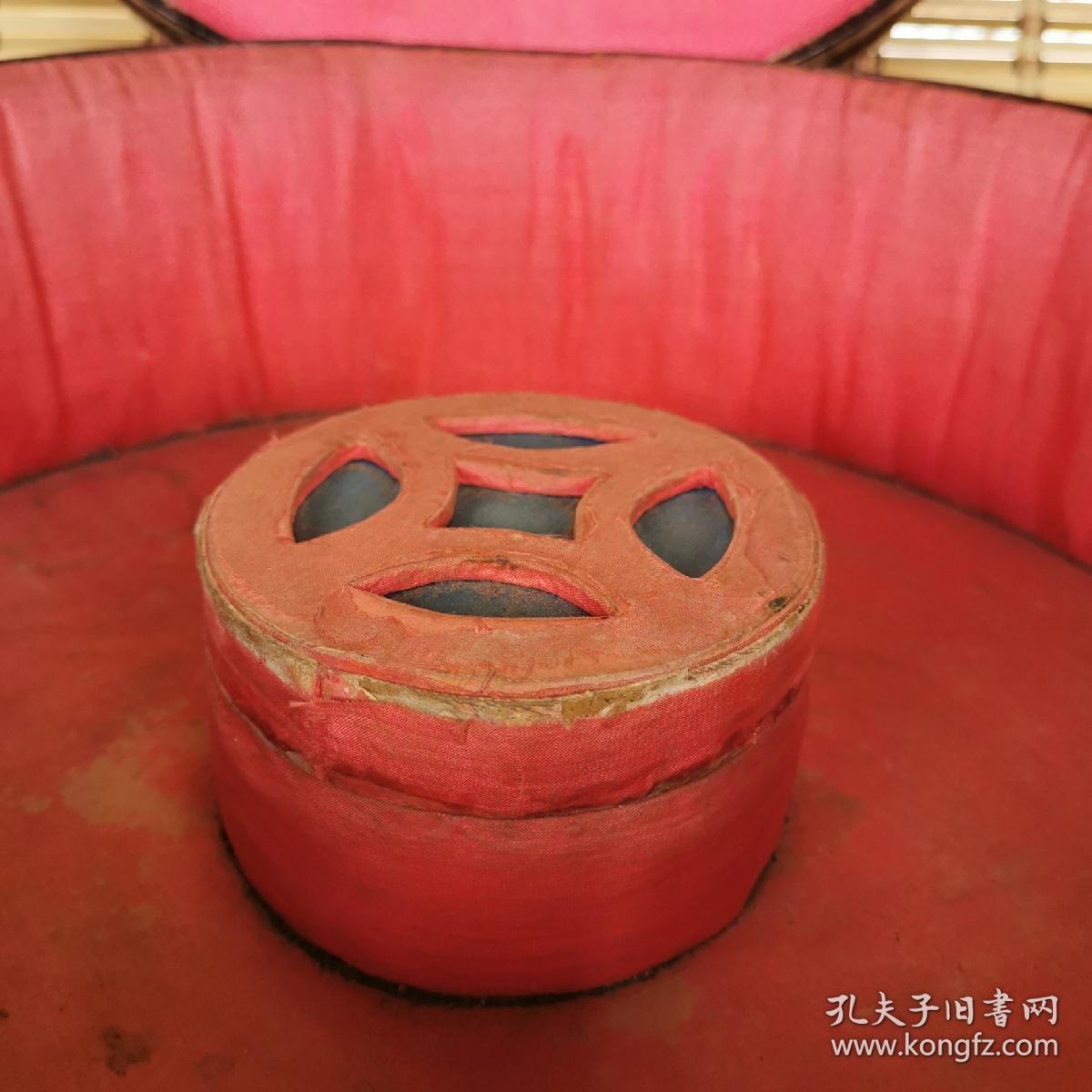 清代官帽盒古玩平顶皮帽盒民俗怀旧老物件官用帽顶盒