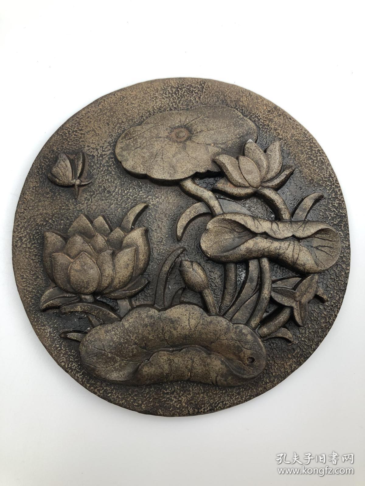 (荷荷)和和美美 青砖雕刻)砖雕工艺品 直径15×15×1.5)cm