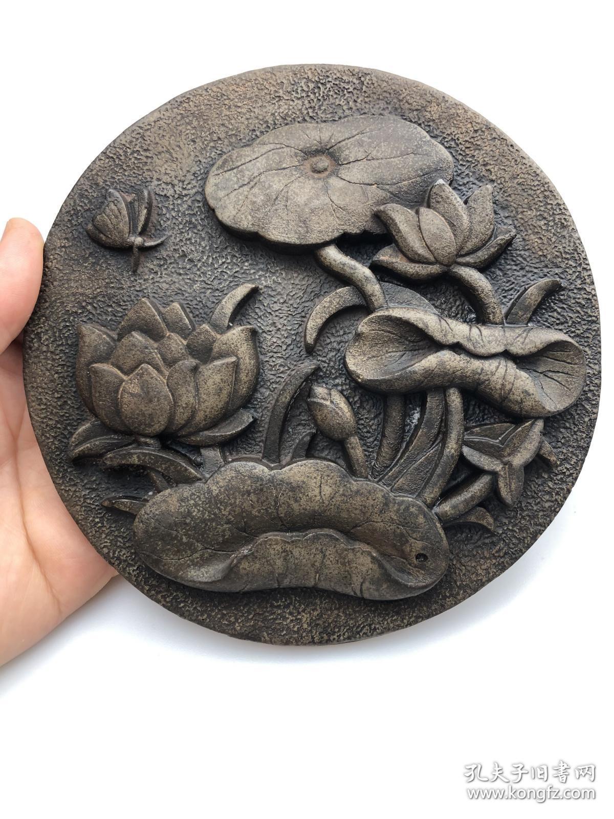 (荷荷)和和美美 青砖雕刻)砖雕工艺品 直径15×15×1.5)cm