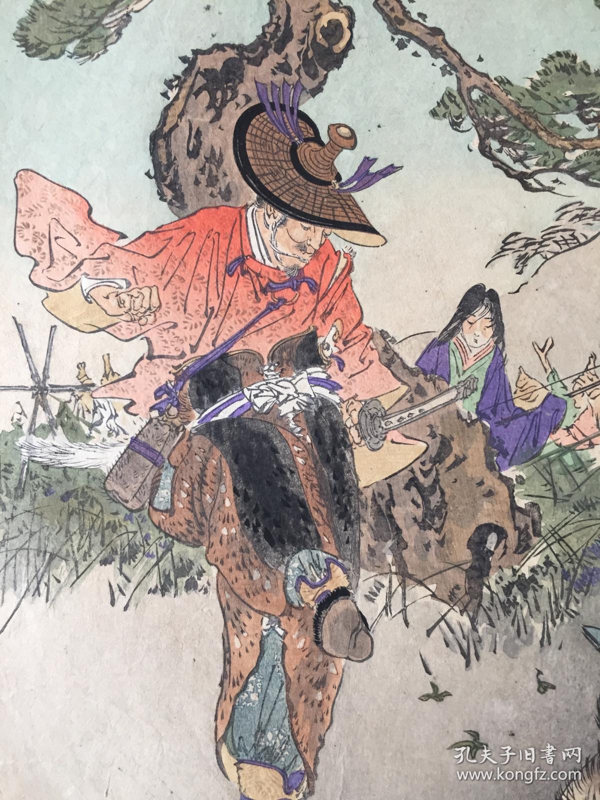 *尾形月耕*原刻*《月耕随笔--雄略天皇》*明治时期浮世绘名家*纯手搨