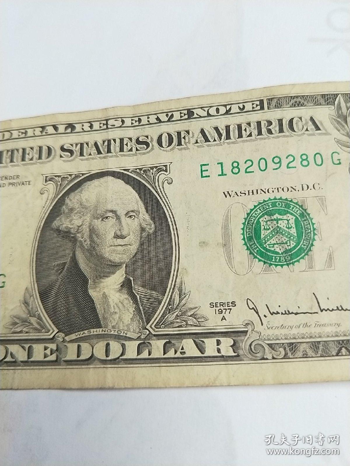 one dollar 【1977年 1美元 老纸币 】