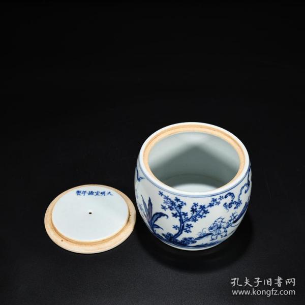 明宣德青花婴戏纹蛐蛐罐