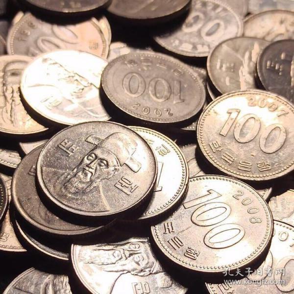 【保真】一枚 韩国100韩元韩币 李舜臣 外国钱币亚洲硬币外国货币收藏
