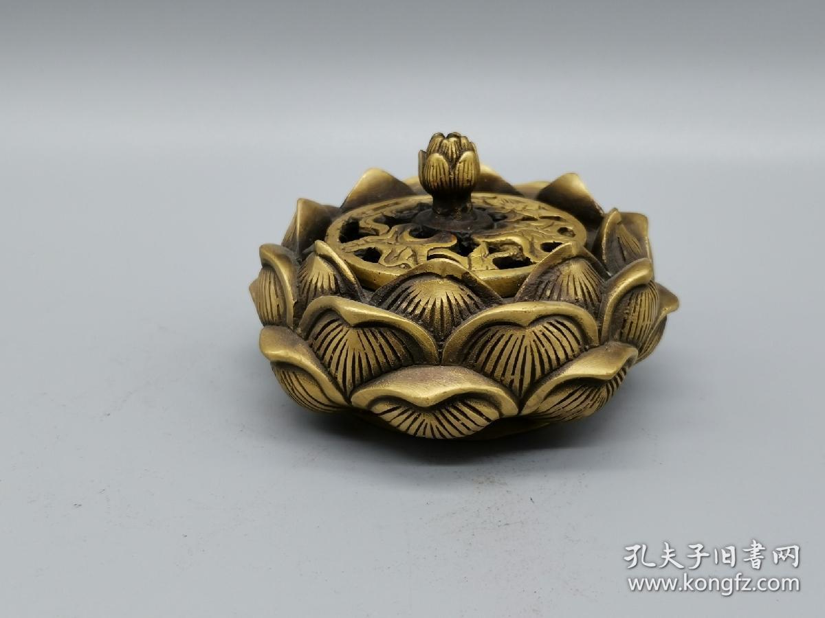 古玩铜器收藏,铜莲花熏香炉,除污秽,祈圆满,美,爱,长寿,圣洁
