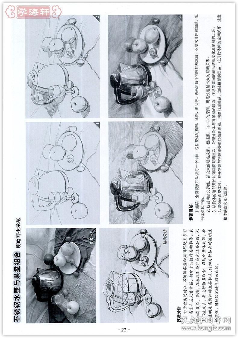 从结构到明暗组合静物 赵锦杰 成人学生自学绘画书籍美术教材构图形式