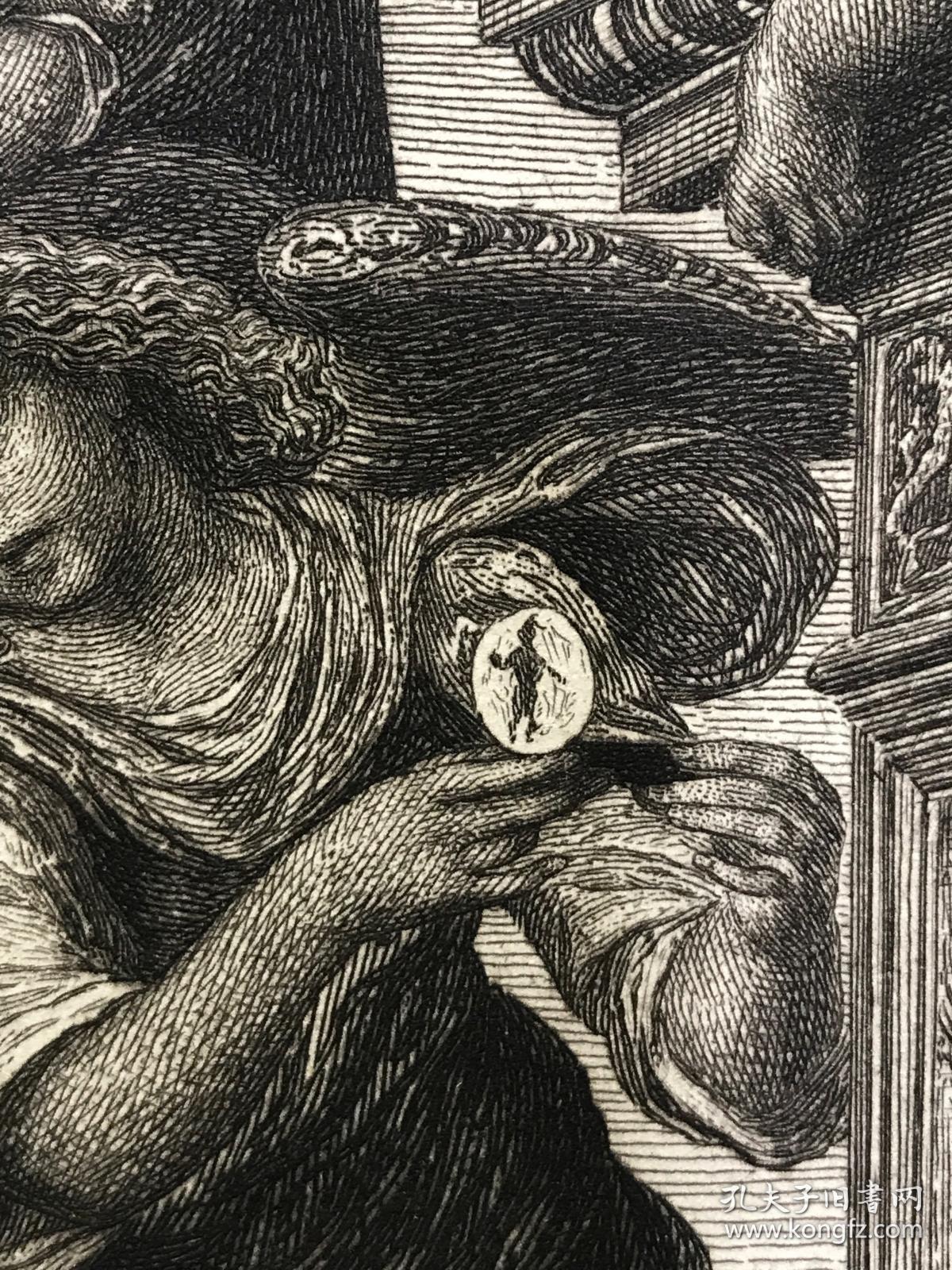 19世纪晚期蚀刻铜版画《圣凯瑟琳的狂喜》—意大利文艺复兴时期锡耶纳