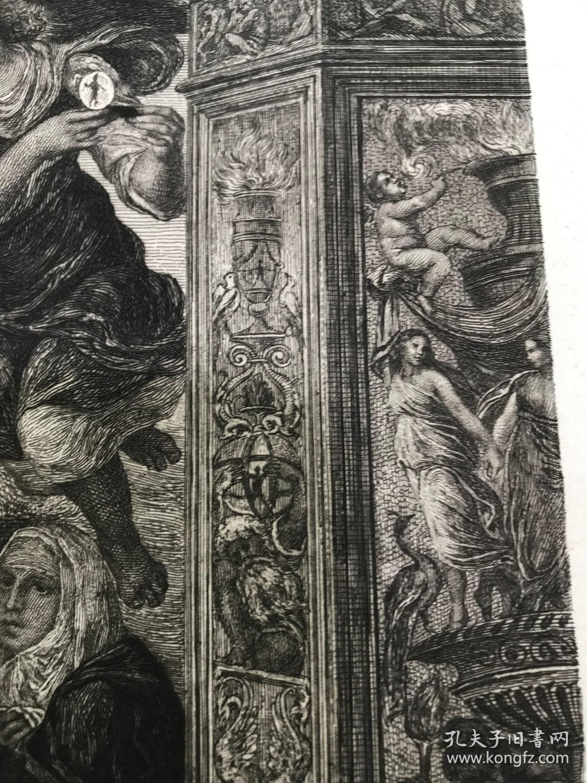 19世纪晚期蚀刻铜版画《圣凯瑟琳的狂喜》—意大利文艺复兴时期锡耶纳