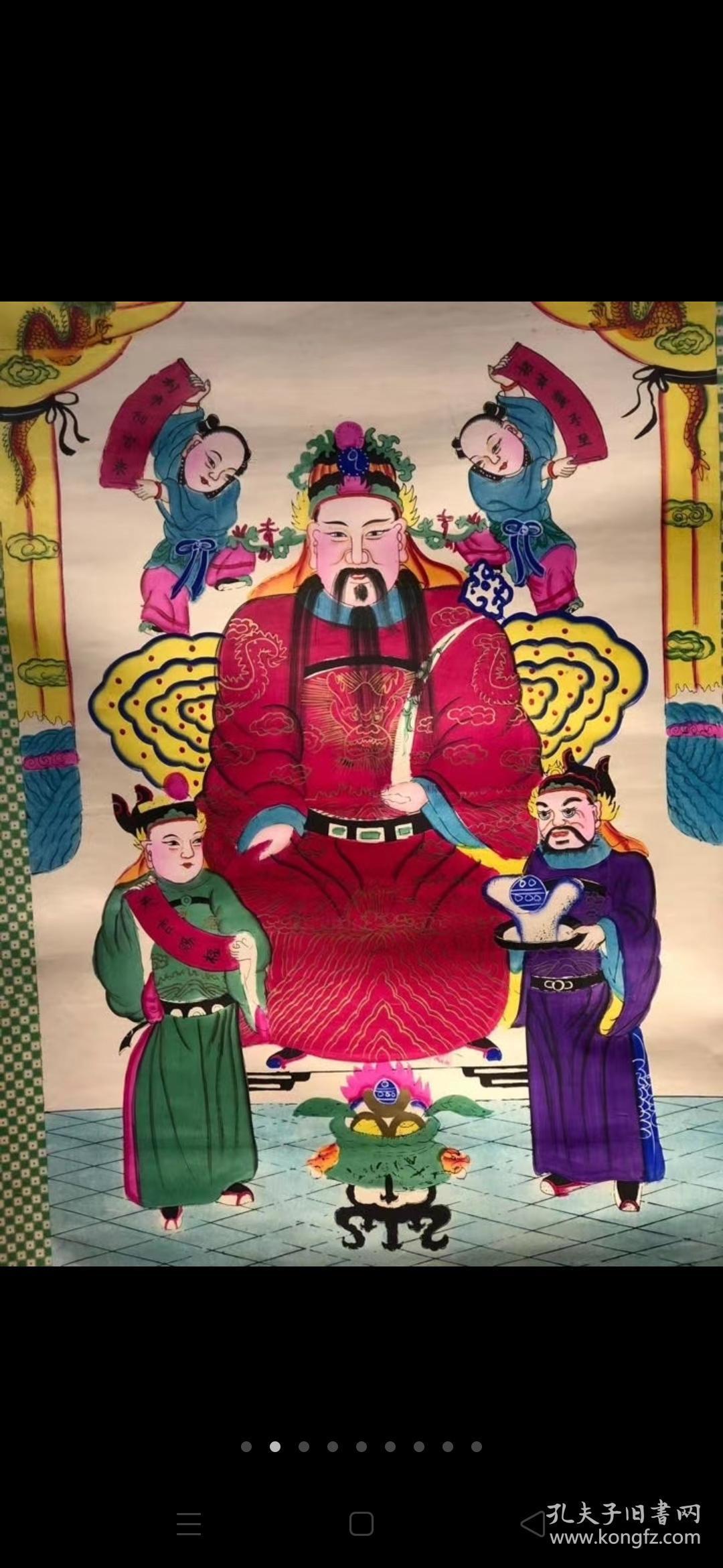 手工绘画,条幅画博古插画图,保佑祖辈平安幸福,升官发财,非常难得适合