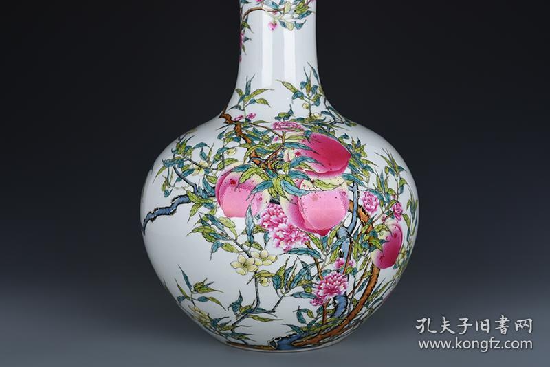 清雍正珐琅彩福寿纹天球瓶 古玩古董古瓷器收藏 清三