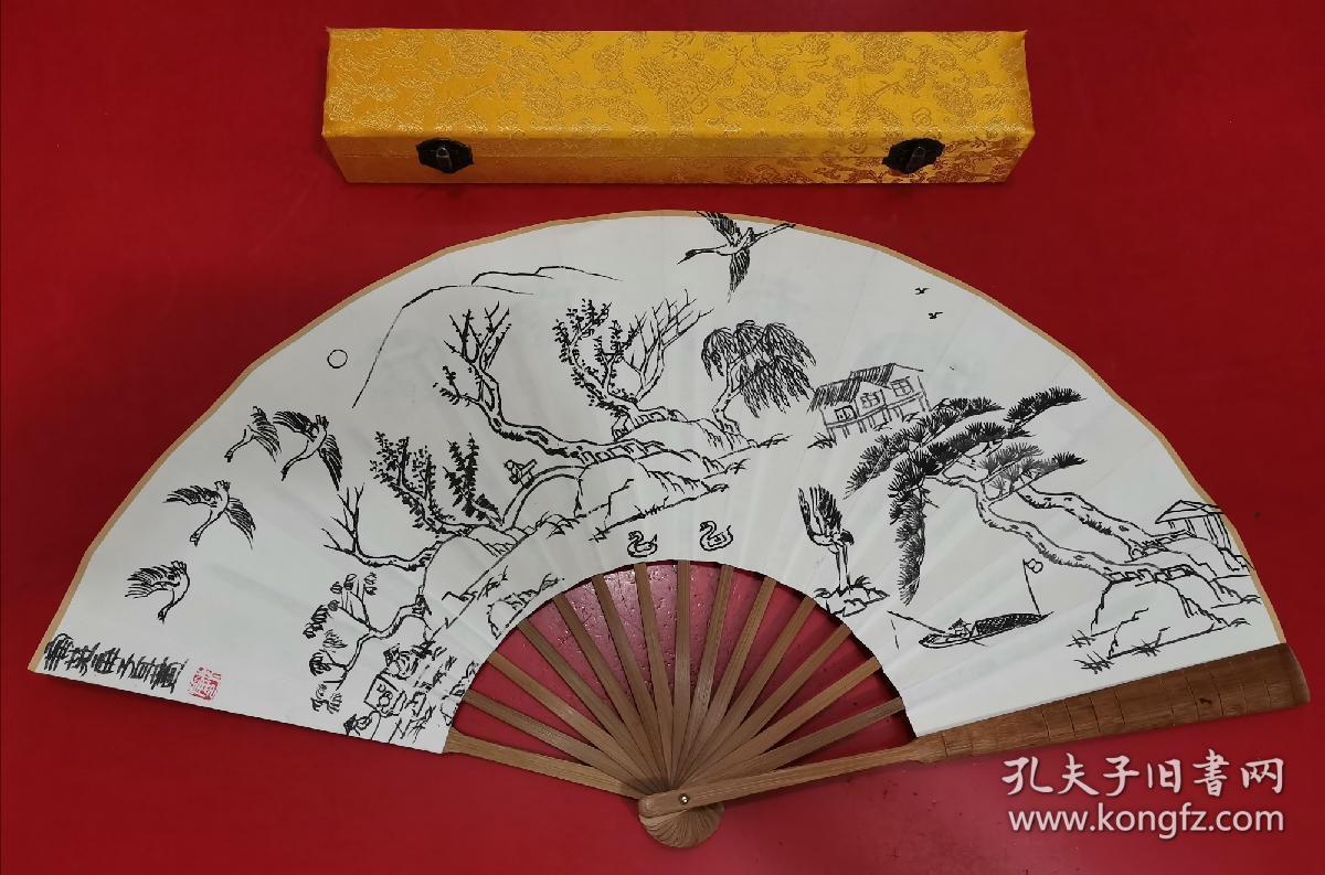 西安网红,扇子哥,折扇一把,(现场作画)