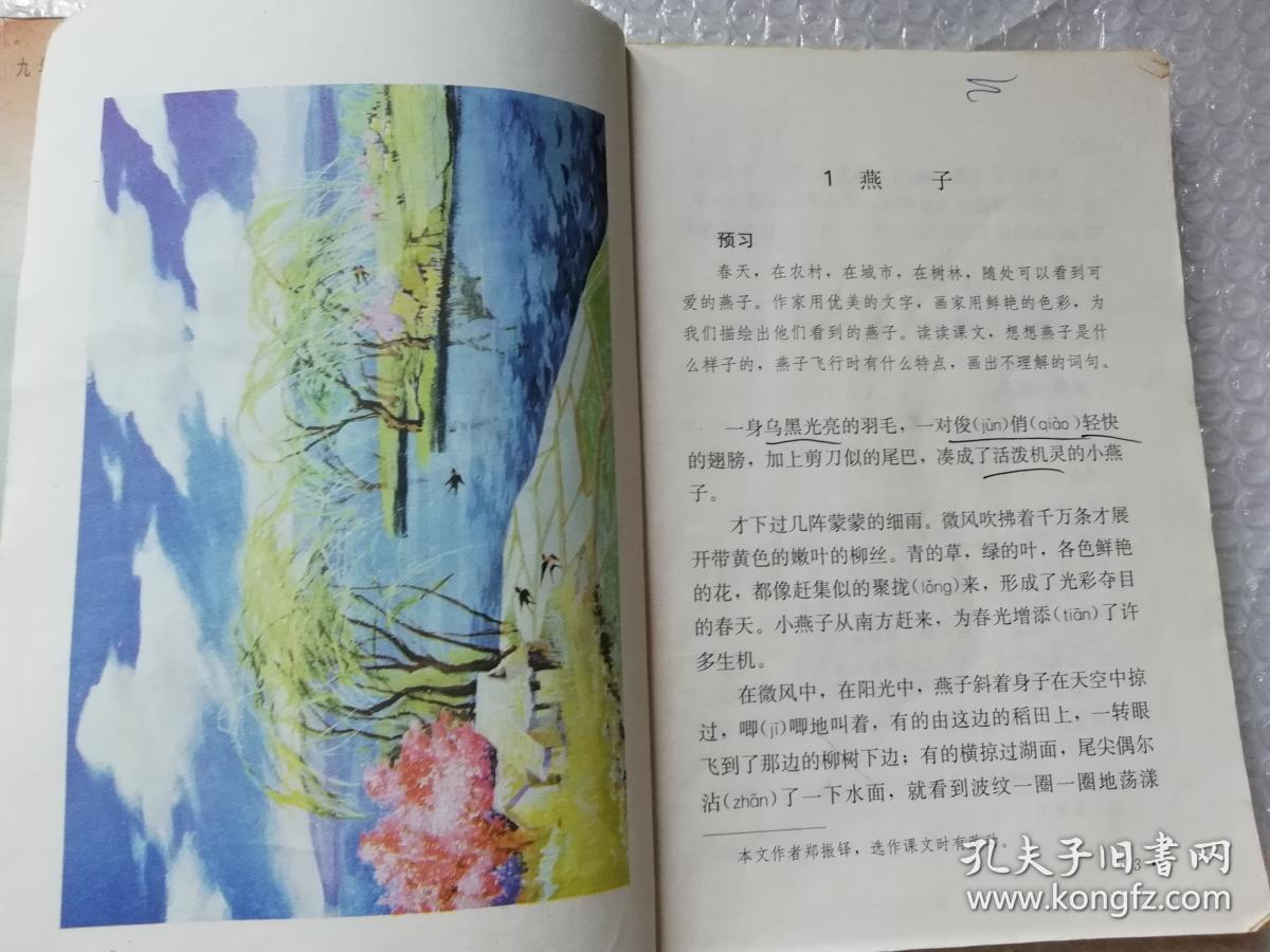 2000年90后老课本九年义务教育六年制小学语文课本全彩版教科书全套10