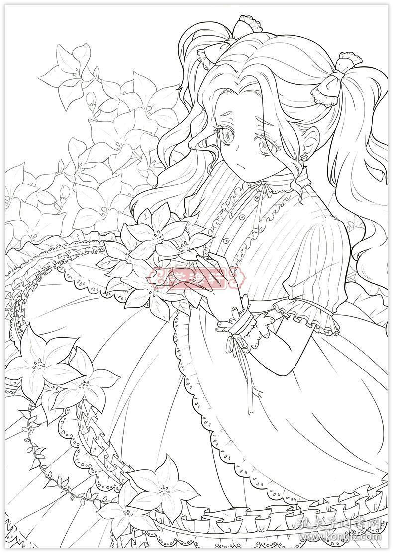 哒哒猫 水彩色铅笔绘画成人学生零基础填色涂色临摹画册书籍 漫画卡通
