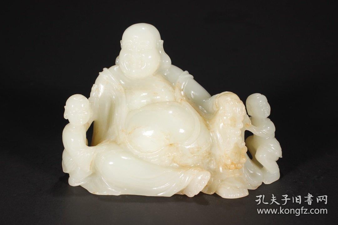 旧藏和田玉弥勒佛摆件 尺寸高14.5cm宽7.5cm厚9.
