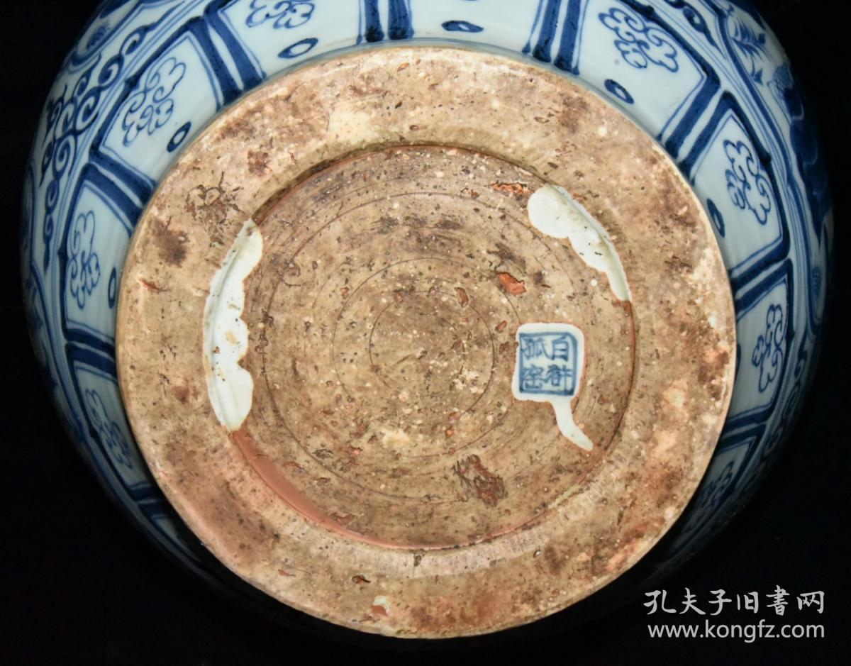 元白浒孤窑青花开窗人物故事罐 古玩古董古瓷器收藏 元代青花瓷器罐