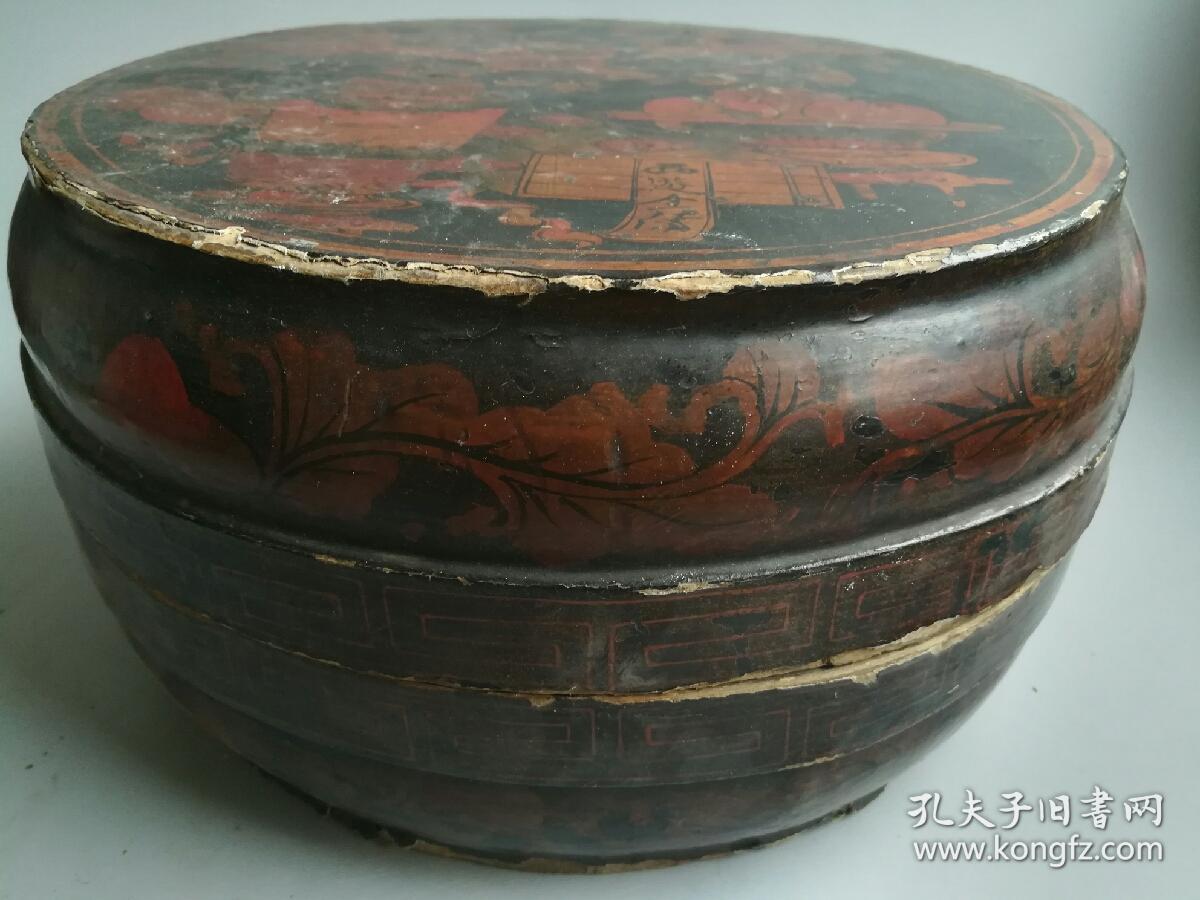 清代漆画盒老帽盒老物件