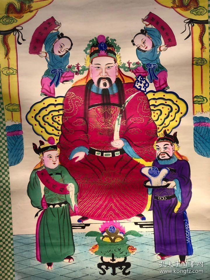 手工绘画,条幅画博古插画图,保佑祖辈平安幸福,升官发财,非常难得适合
