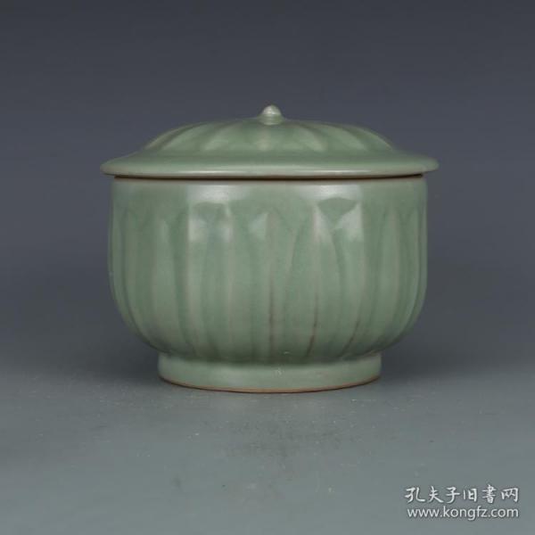 宋龙泉窑梅子青釉茶叶罐 仿古瓷器古董古玩旧货老货收藏品摆件