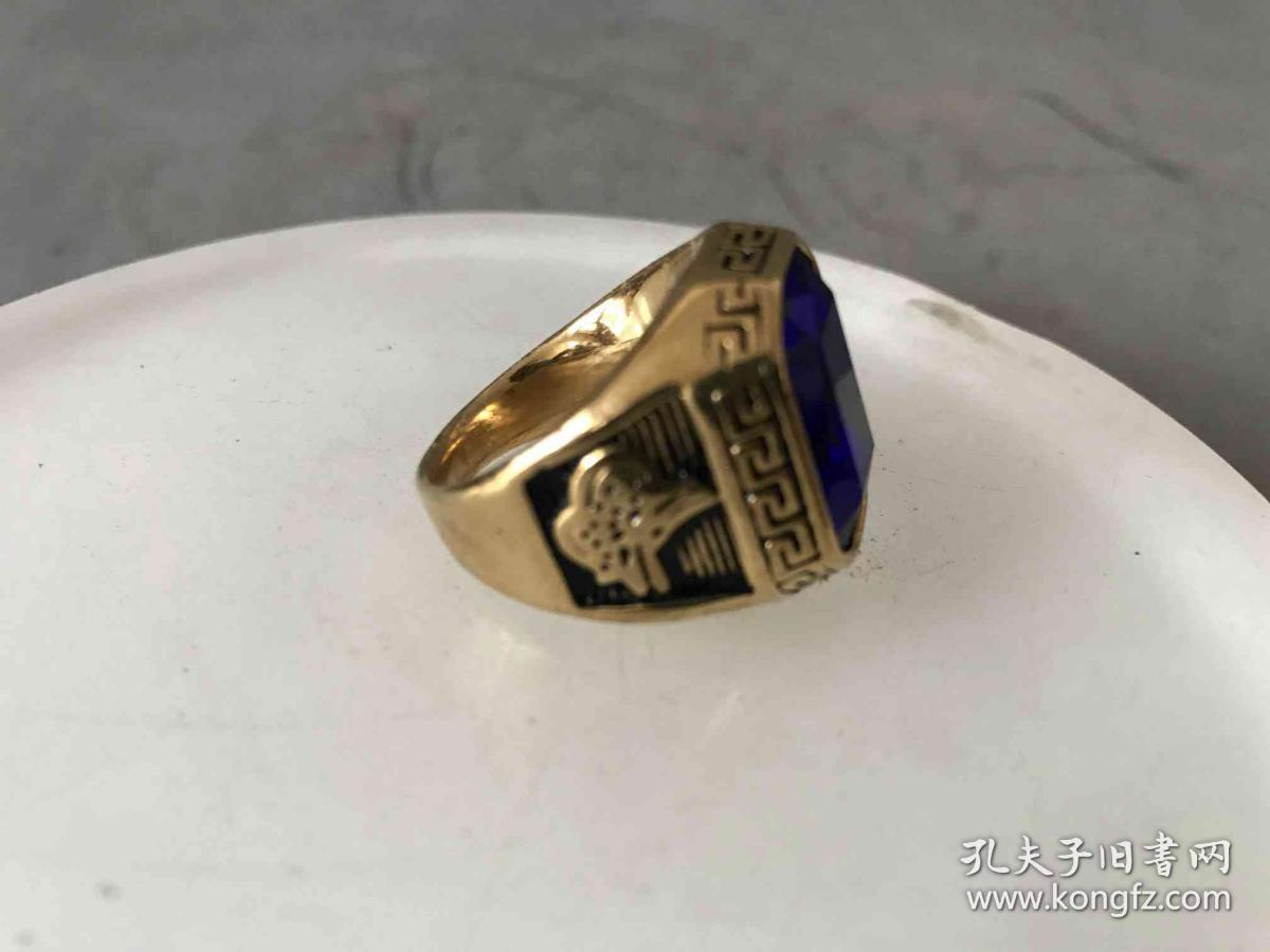 清代天然老凤祥18k蓝宝石戒指