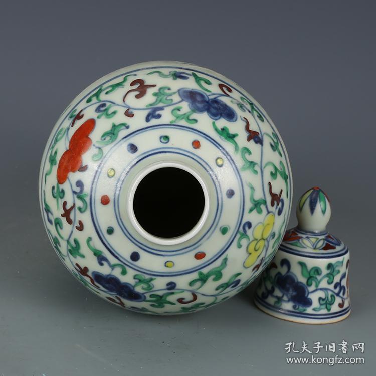 大明成化斗彩花卉纹将军罐 仿古瓷器古董古玩收藏真品