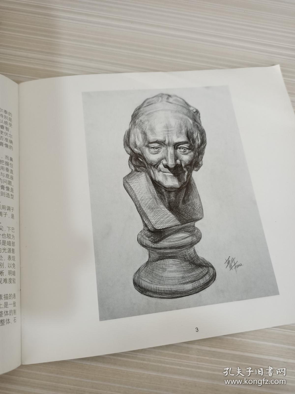 各角度的伏尔泰石膏像素描