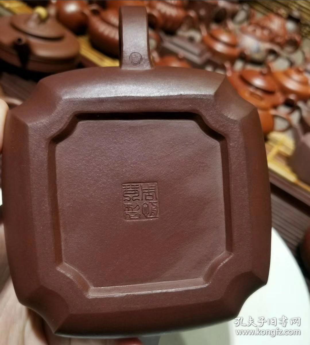 国工周恒琴全手紫泥四方抽角石瓢