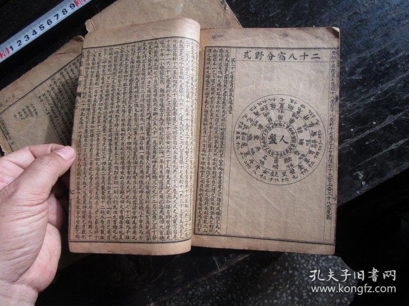民国刊印宗教线装书《详图罗经透解》一套四册全,附大