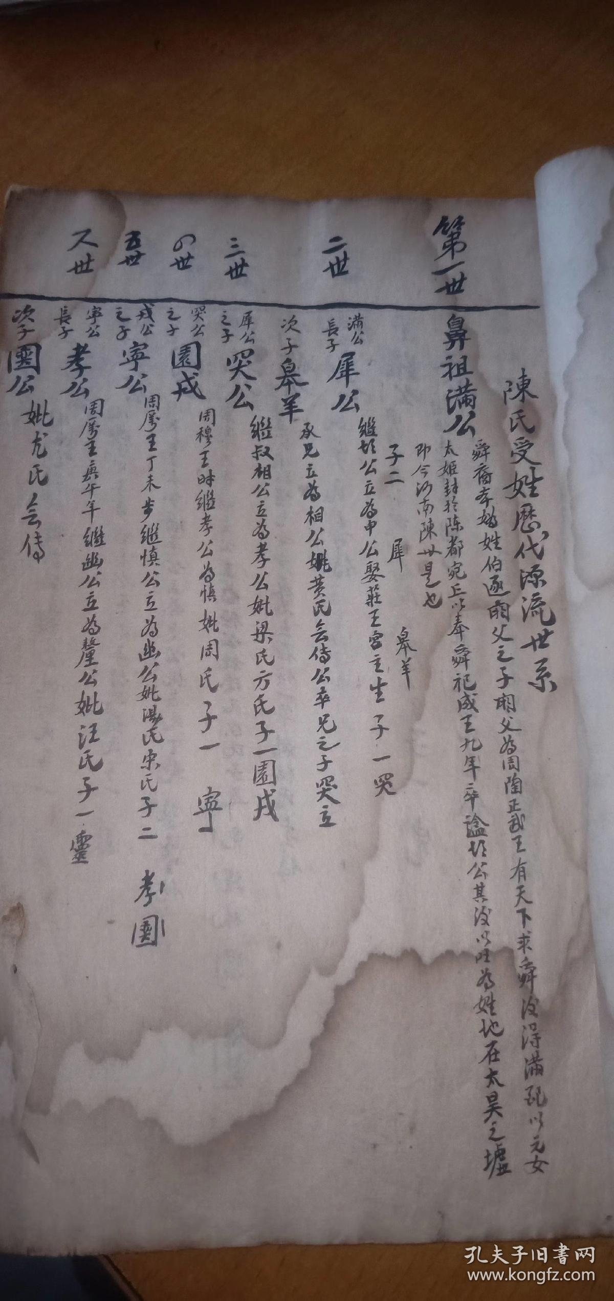 义门陈氏族谱2册,为民国版,手抄本毛笔字整齐,有研究价值观,值得收藏