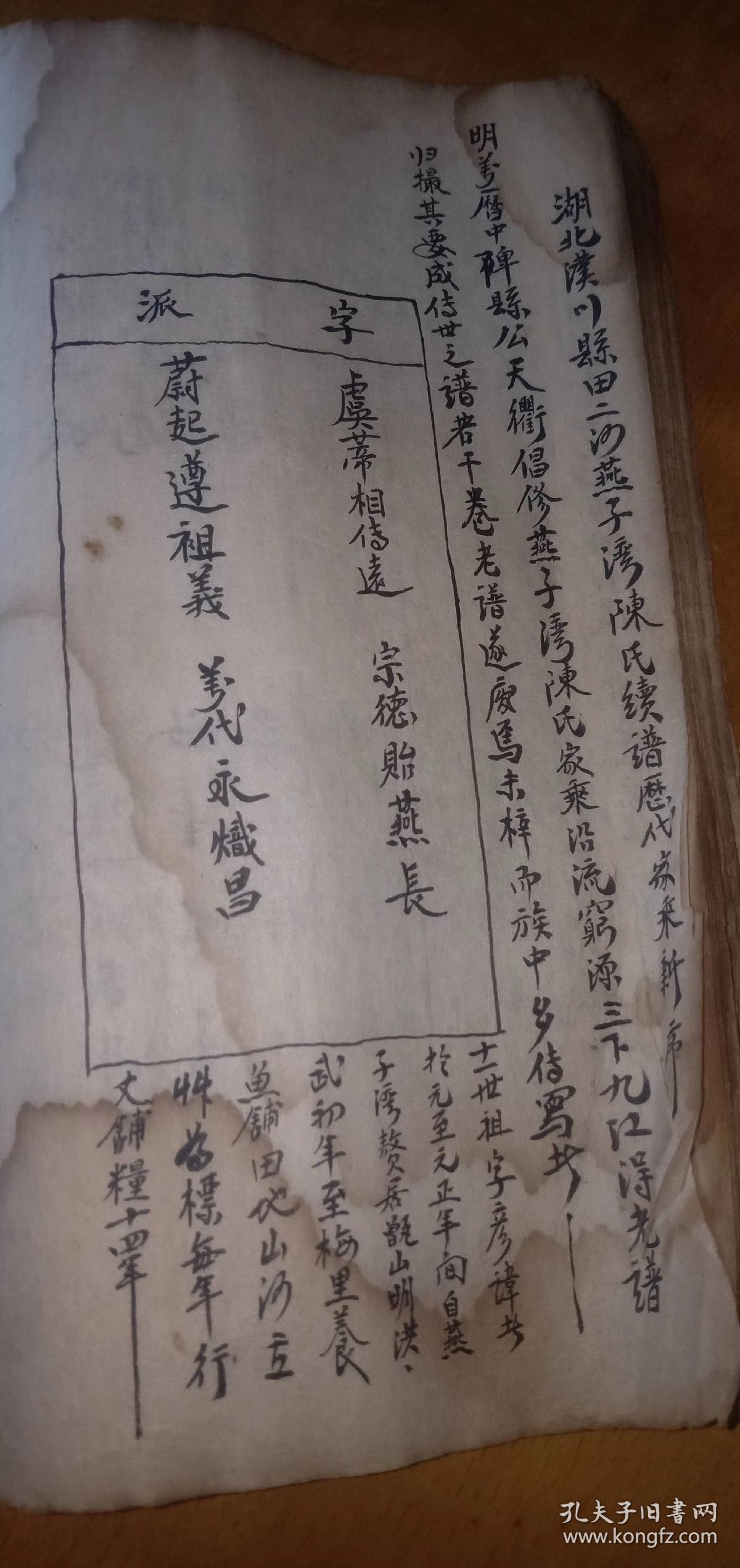 义门陈氏族谱2册,为民国版,手抄本毛笔字整齐,有研究价值观,值得收藏