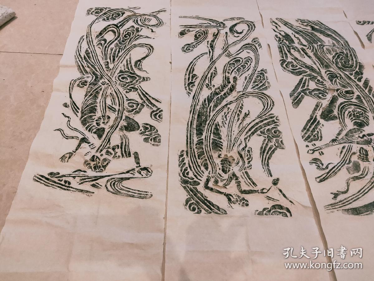 唐飞天拓片一套,四张四尺长条
