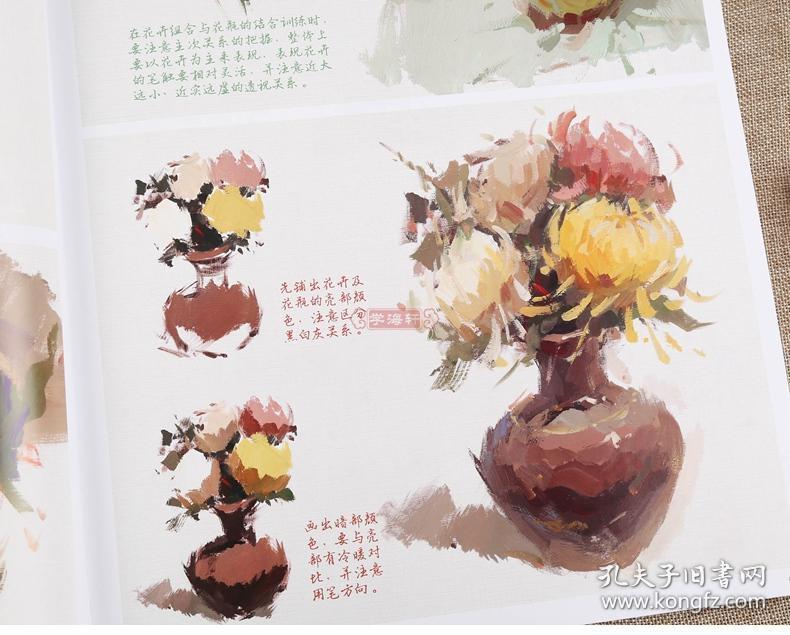 水粉画入门教程绘画美术书籍临摹范本单体静物水果组合黑白灰步骤解析