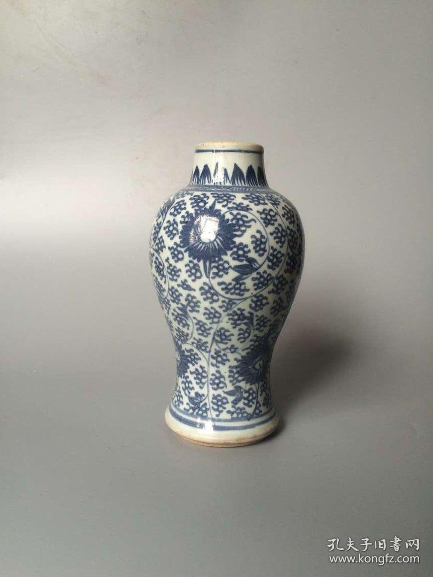 清代精品瓷器 雍正青花瓷梅瓶 保真包老 高19厘米 古玩古董老瓷器