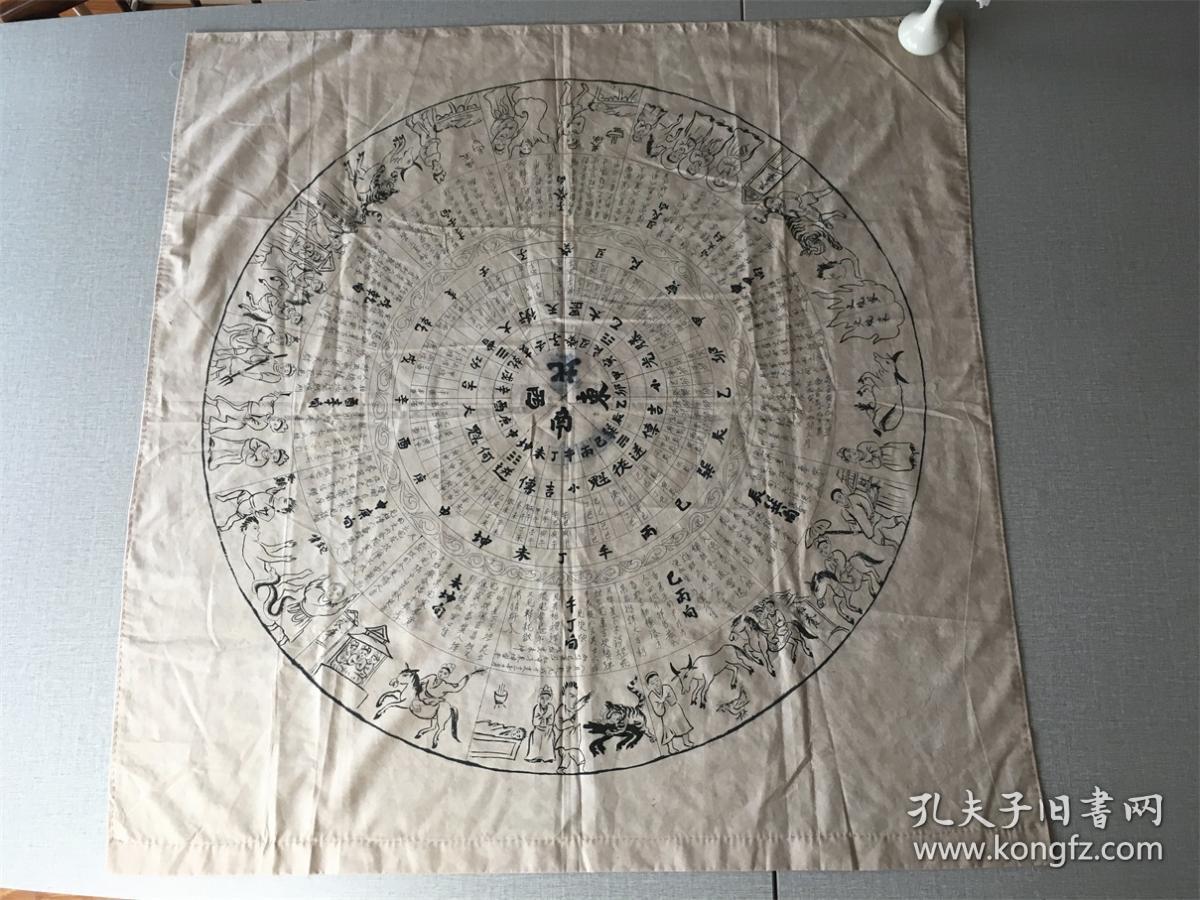 《八卦布绢》手绘八卦图2张,道图内容丰富,涉及天干地支,二十八星宿之