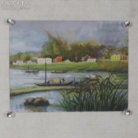 著名美术教育家,曾任福州水彩画会副会长 林葆生 1985年水彩画"江边