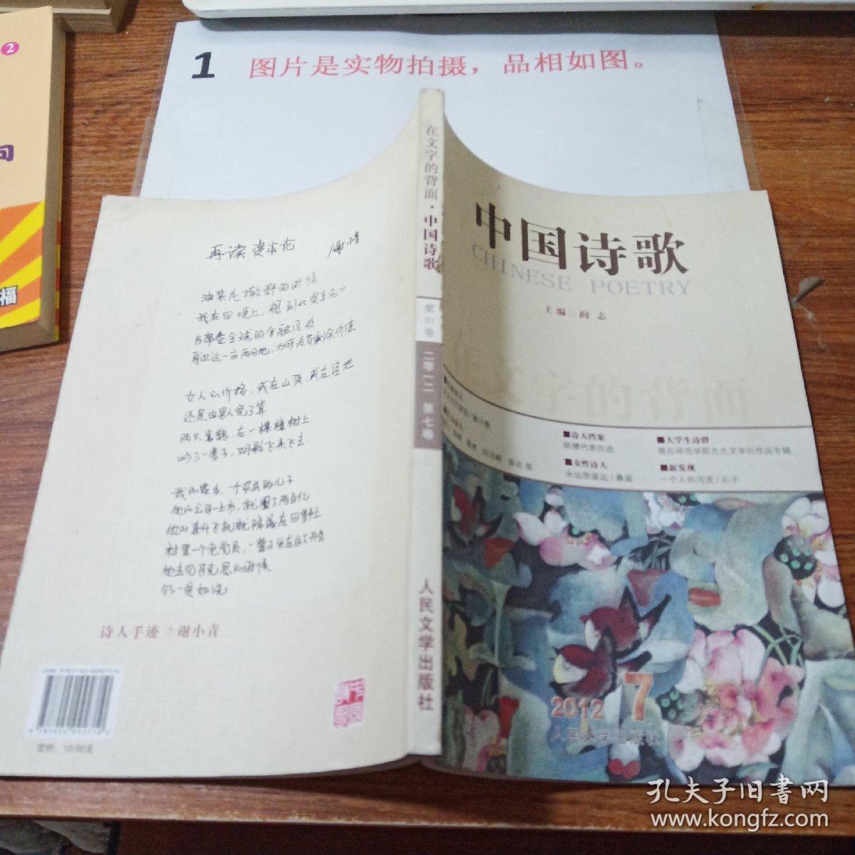 在文字的背面 中国诗歌 书脊有脏迹