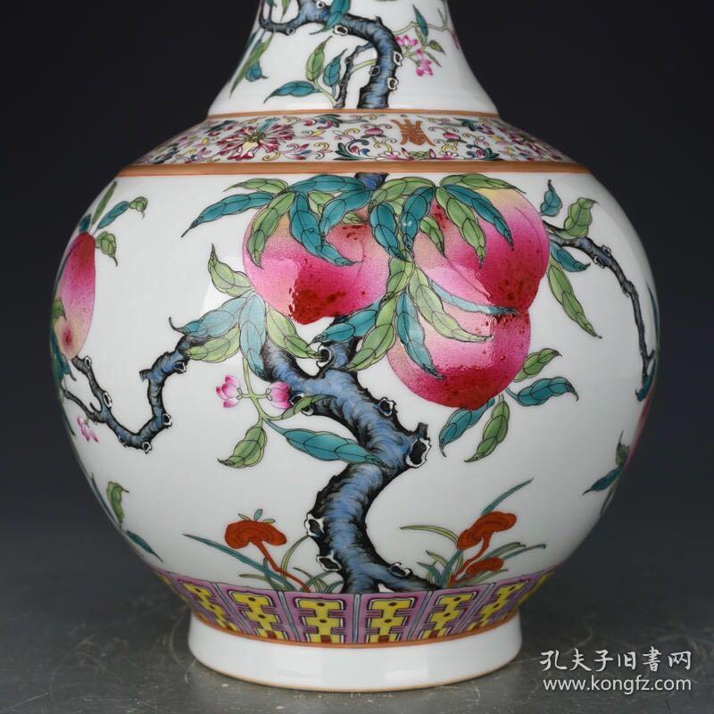 清光绪粉彩九桃赏瓶古玩190805花瓶古董古瓷器4121厘米