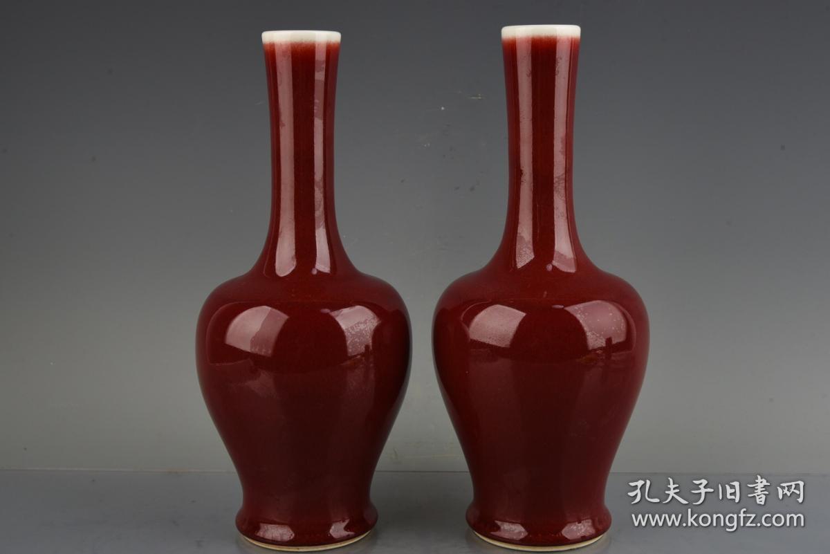 清康熙祭红釉摇铃尊高17cm宽11cm