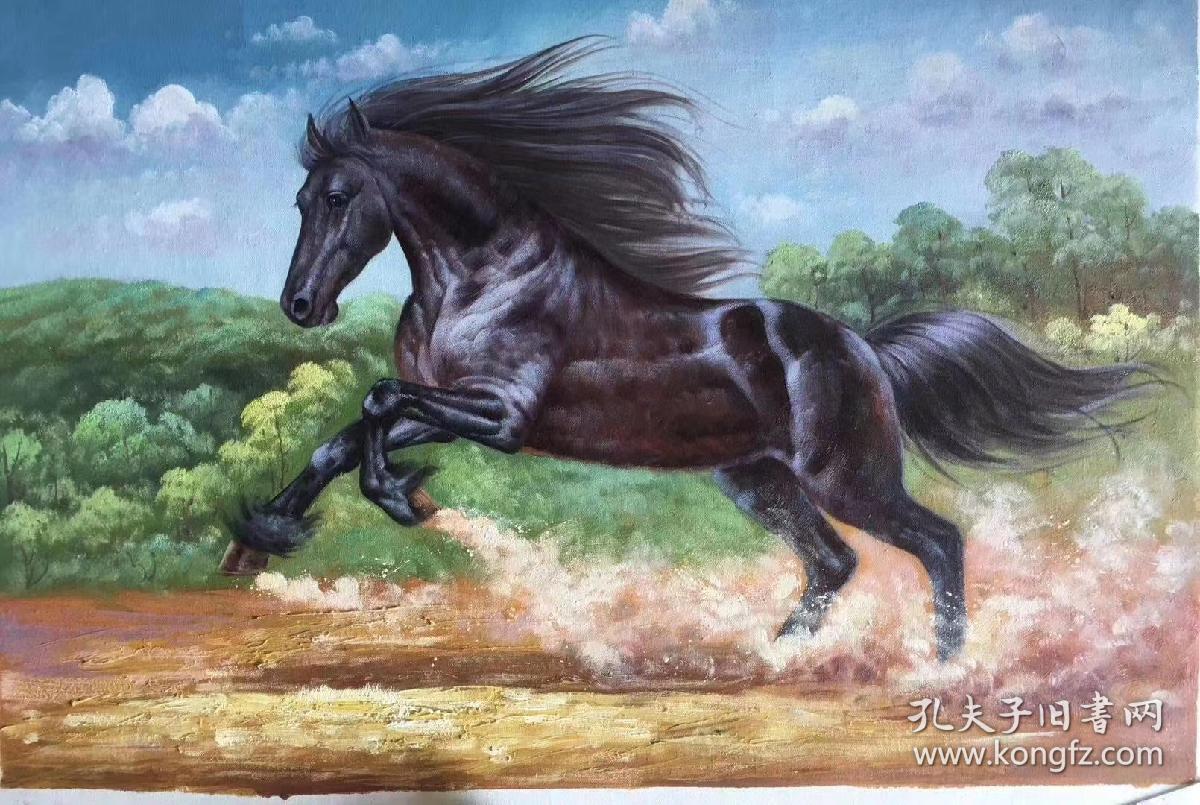 【卖家保真】当代著名画家林金山老师精品油画骏马 保真保手绘 真迹!