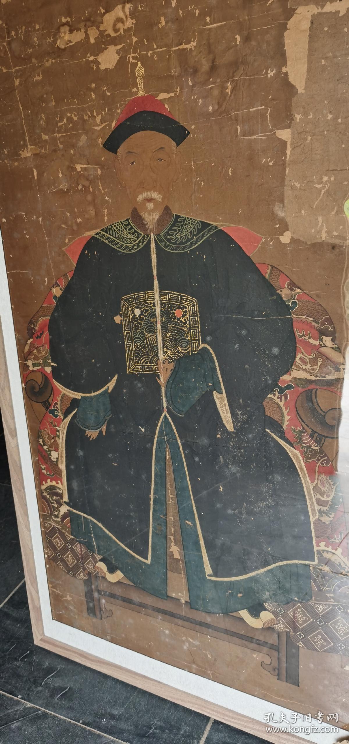 清代嘉庆年间祖宗画一对_人物画像_孔夫子旧书网