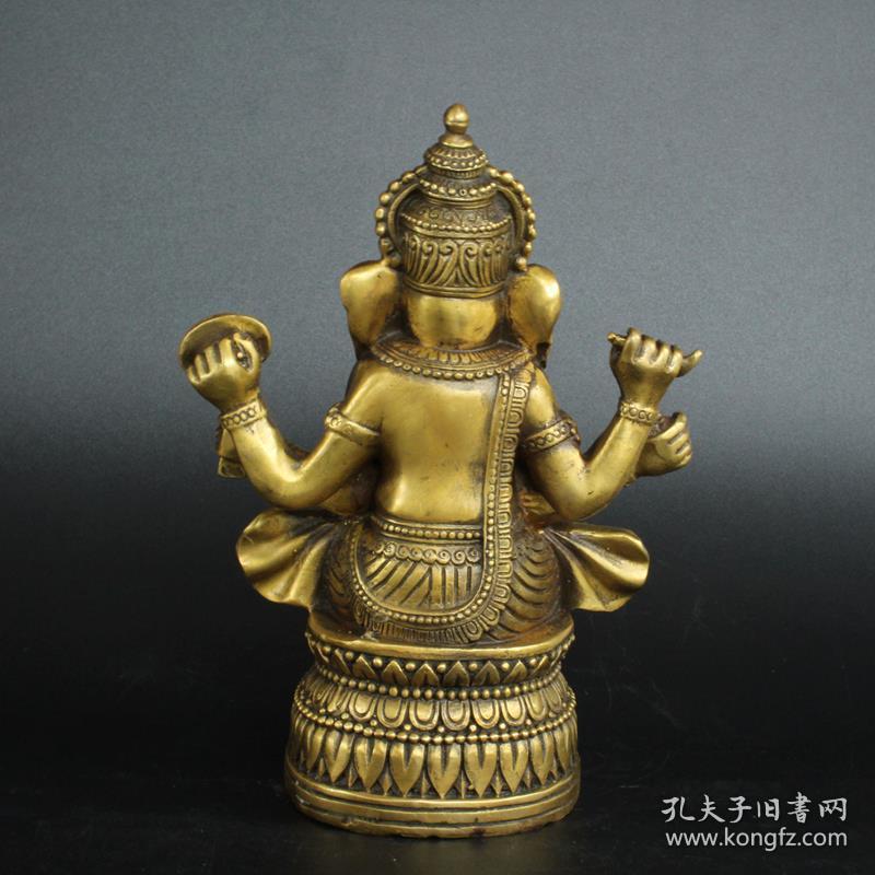 仿古铜器黄铜纯铜制品工艺品泰国象神摆件招财神像会所店铺装饰