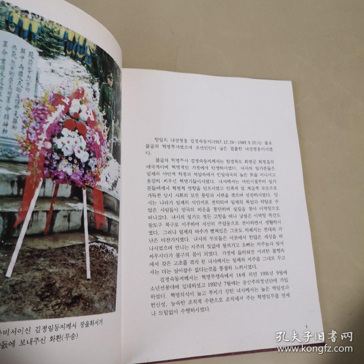 抗日女英雄金贞淑同志革命活动画册(朝鲜文版画册)见图 品好